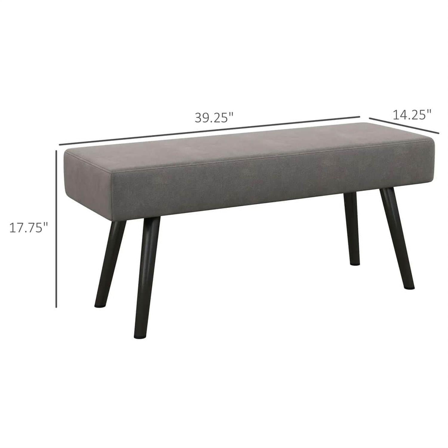 Demi Bonn 39" Upholstered Bench, Modern End of Bed Bench with Steel Legs for Living Room and Bedroom Seating, Gray