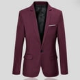 thumbnail image 3 of Flap Pockets Long Sleeve Men Blazer Solid Color Single Button Lapel Suit Jacket Male Clothing, 3 of 7