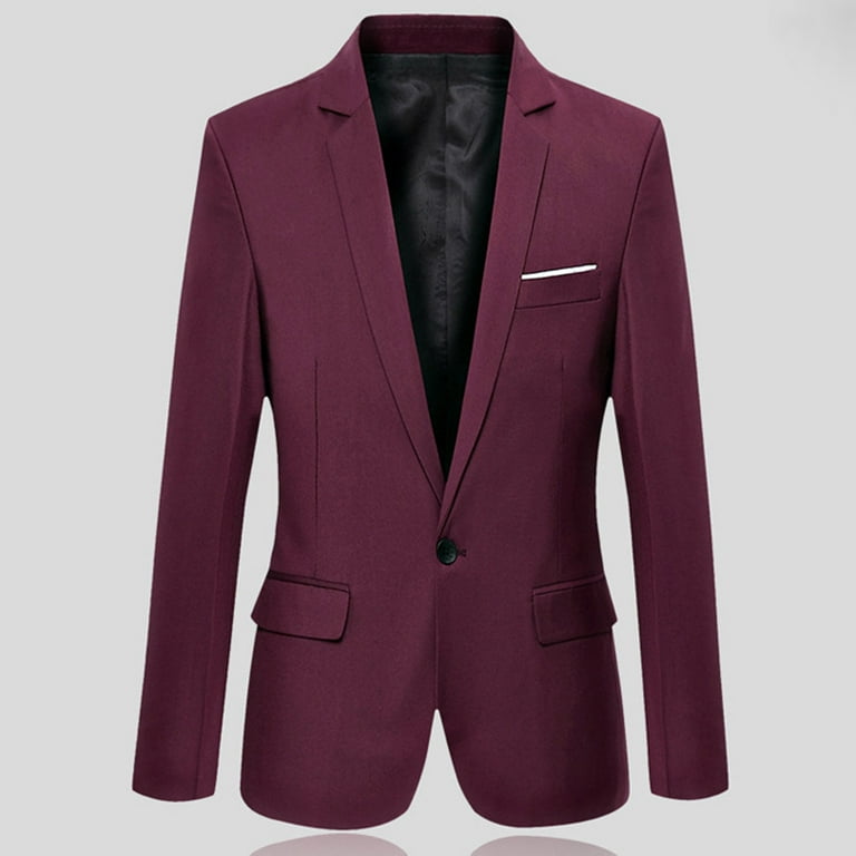 ジャケット Flap-pockets Single-breasted Blazer Flap Pockets Long Sleeve Men Blazer Solid Color Single