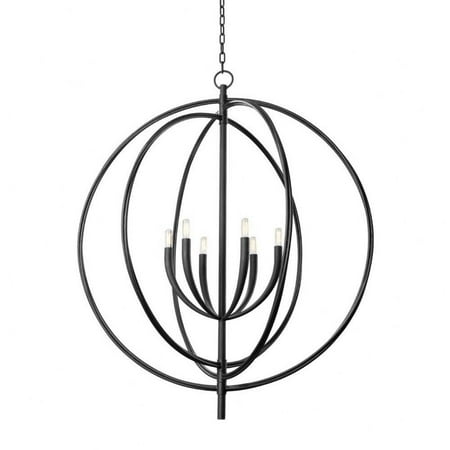 

6 Light Pendant-47.5 inches Tall and 40 inches Wide-Black Iron Finish Bailey Street Home 154-Bel-4955879