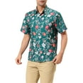 thumbnail image 5 of MODA NOVA Big & Tall Men's Short Sleeve Printed Button Front Beach Hawaiian Shirt Green White 42, 5 of 7