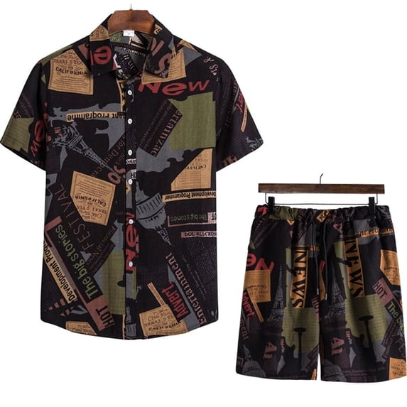 Men's T-shirts Mens Crewneck Graphic Print Tee Shirt and Shorts Slim Fit Tshirts Short Sleeve T Shirt Workout Casual Beach Vacation Summer Tees Shirts for Men Man Teen Boys