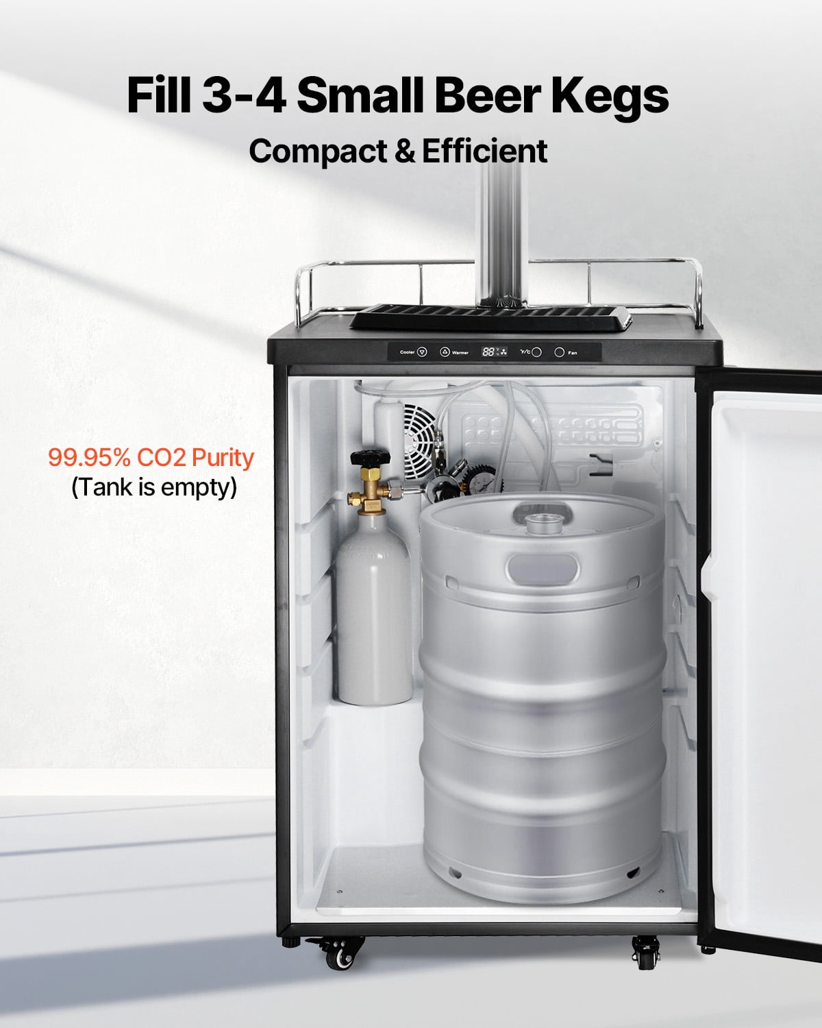VEVOR CO2 Tank, 2.5 lbs New Aluminum Alloy Cylinder, CO2 Air Tank with Light Gray Spray Coating, CGA320 Valve & Adjustable Pressure, DOT Approved Cylinder for Draft Beer Dispensing and Soda Maker