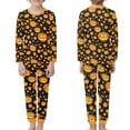 thumbnail image 2 of Renewold 9-10T Kids Pajama Set of 2 Spooky Ghosts Graphic Long Sleeve Scoop Neck Sleepwear Athletic Jogger Outfits Relaxed Nightwear Pullover Tops for Halloween Gifts, 2 of 5
