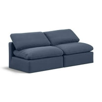 Meridian Furniture Indulge 70" Contemporary Linen Fabric Modular Sofa in Navy