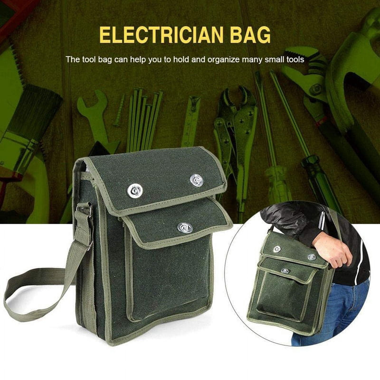 2X Electrician Storage Bag Tool Kit Repair Kit One-Shoulder Communication Plumber's Bag Can Store Flashlight Keys