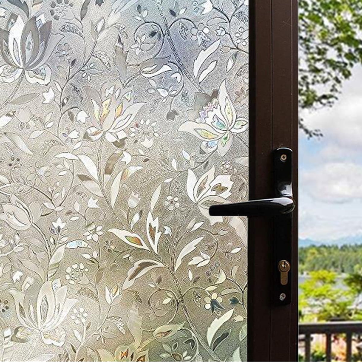 3D Static Flower Window Film Decorative Privacy Film 3D No Glue Glass
