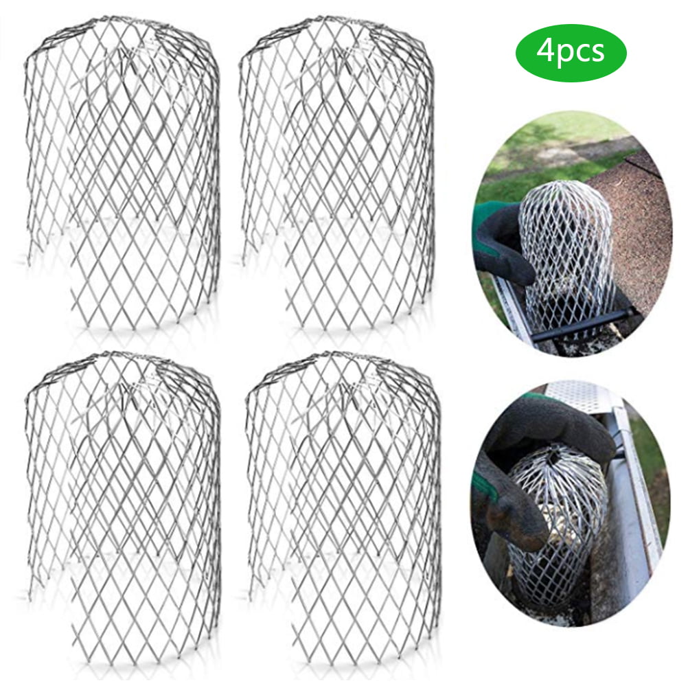 Set of 4 Gutter Guard Strainers 3 Inch Downspouts Filter Screen Keeps Unclogging