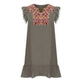 thumbnail image 4 of ZVNAΖH Women's Casual Summer Sleeveless Boho Floral Embroidered Mini Dress Loose Babydoll Short Shift Dresses, 4 of 7