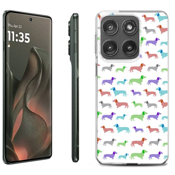 For Motorola Moto Edge 5G 2025 Protective Shockproof Phone Case, by OneToughShield - Colorful Dachshund/Puppy