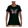 thumbnail image 2 of Colorful Butterfly Oh Butterfly On Whispering Wings Animal Lover Womens Graphic T-Shirt, Forest Green, Large, 2 of 3