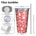 thumbnail image 4 of 16oz Tumblers Red Christmas Deer and Gift Pattern Stainless Steel Vacuum Insulated Double Wall Travel Tumbler Cups Mug with Lid and Straw,Cleaning Brush for Coffee,Tea, 4 of 4