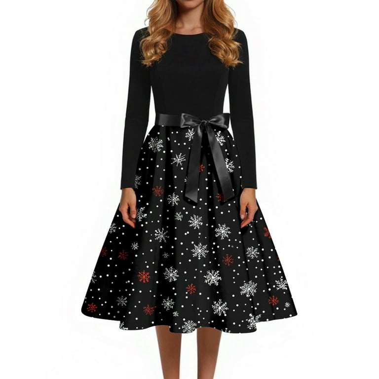 open lace back dress Retro Rose Print Fit & Flare Cotton Dress L main image 1