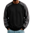 thumbnail image 2 of LODIENY Men Fall Crew Neck Sweatshirts Raglan Long Sleeve Color Block Casual Shirt Classic Fit Casual Fashion Athletic Shirts Black XXXL, 2 of 5