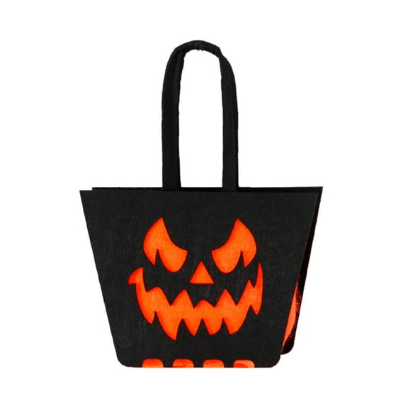 Halloween Classic Felt Candy Bag - Felt Cloth Handbag for Trick-or-Treating, Spacious Interior, Party Decor