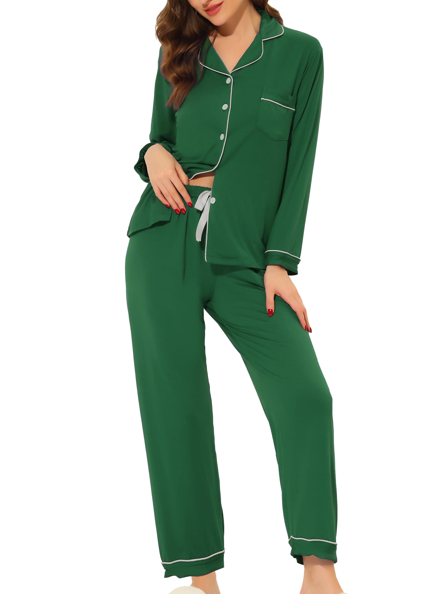Unique Bargains Women's Pajama Sleep Shirt Nightwear Sleepwear Lounge Modal Pj Sets