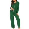 thumbnail image 2 of INSPIRE CHIC Women's Sleepwear Pajamas Modal Button Down Long Sleeves Tops with Pants Loungewear Set L Green, 2 of 5