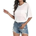 thumbnail image 2 of Aiyino Women's See Through Mesh Sheer Blouse Sexy T Shirt Blouse Summer Short Sleeve Round Neck Loose Tops Tee,XL White, 2 of 10