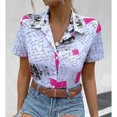 thumbnail image 5 of Camisa informal de temperamento con estampado floral de manga corta elegante y cómoda con cuello en V para mujer OAVQHLG3B Store lin121212, 5 of 5