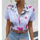 thumbnail image 5 of Camisa informal de temperamento con estampado floral de manga corta elegante y cómoda con cuello en V para mujer OAVQHLG3B Store lin121212, 5 of 5