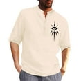 thumbnail image 4 of FNNMNNR Men Autumn Winter Single Breasted Lapel Full Print Beach Long Sleeve Shirt, 4 of 5