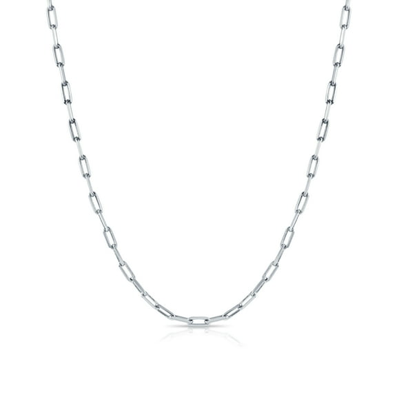 Tilo Jewelry Solid 925 Sterling Silver Paperclip Chain Necklace with Secure Lobster Lock | 3mm - 16 Inch | Everyday Necklace for Men & Women