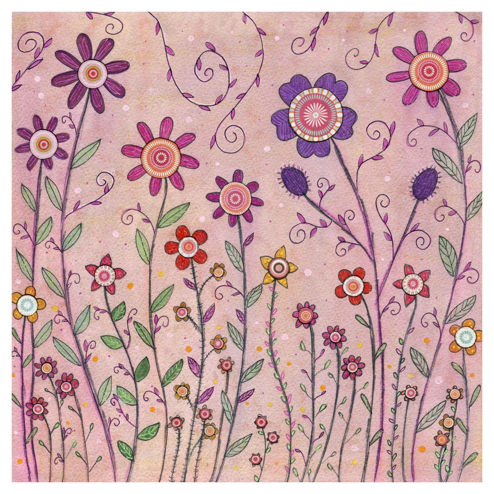 Marmont Hill "August Flowers" by Sascalia Painting Print on Wrapped Canvas
