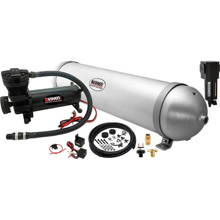 Vixen Air 5 Gallon (18 Liter) Aluminum Tank with 200 PSI Black Compressor and Water Trap Onboard System/Kit for Suspension/Train Horn 12V