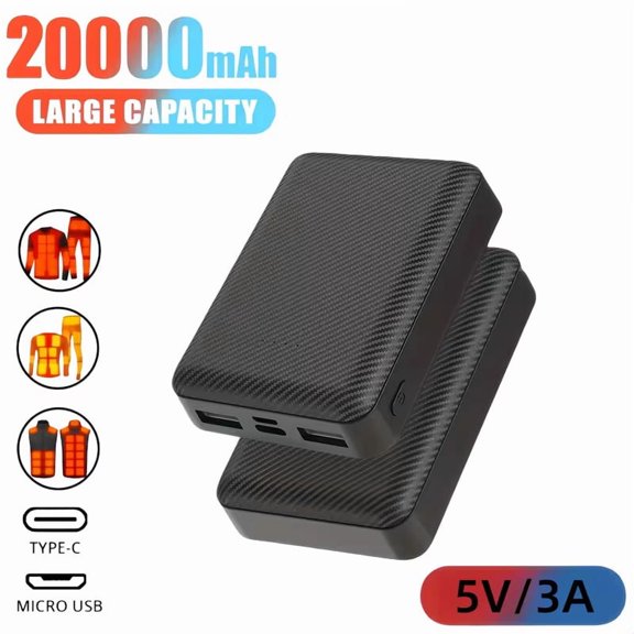 20000Mah Power Bank for Heated Vest And Jacket, 5V 3A Output Portable Battery Pack, External Power Supply for Heated Scarf And Socks, Winter Outdoor Clothing Heating