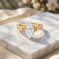 thumbnail image 3 of Rosec Jewels 3 Carat IGI Certified Lab Grown Diamond Engagement Ring Marquise - E-VS1 Quality - Celtic Knot Ring for Women, 14K Yellow Gold, US 5.50, 3 of 7