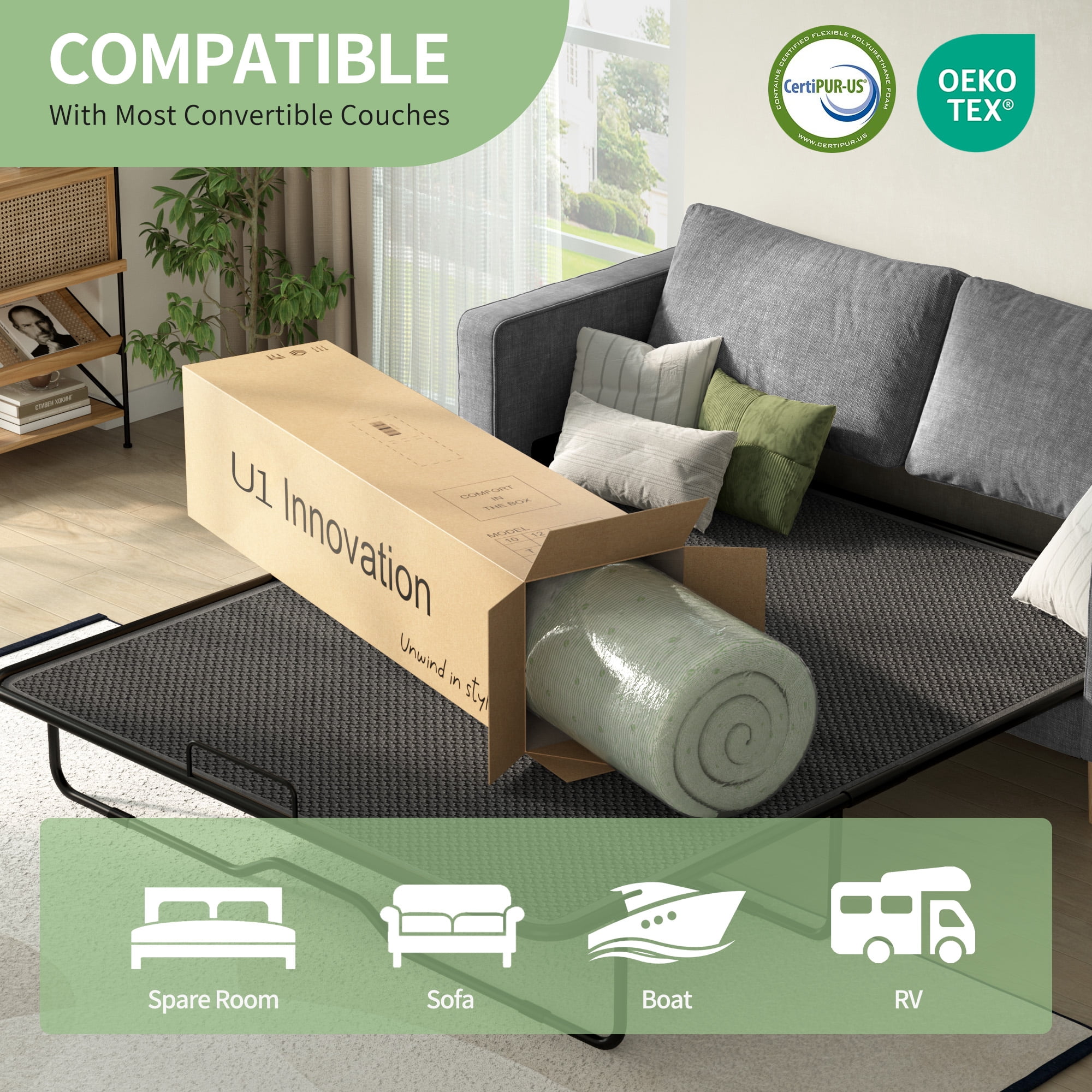 Timber Vibe Studio Mattress Adult 4 in Folding Queen Medium Tight Top Gel Mattresses