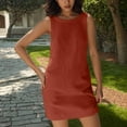 thumbnail image 2 of Akafmk Summer Dresses for Women Casual Dresses,Solid Color Round Neck Short Dress Sleeveless Tank Mini Dresses Cotton Linen A Line Beach Sundress, 2 of 5