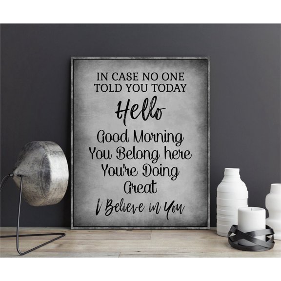 Today Hello Good Morning , Belong Here You're Doing Great, I Believe in You poster ,dining room wall decor ideas, artwork for walls,frameless 20X30 inches