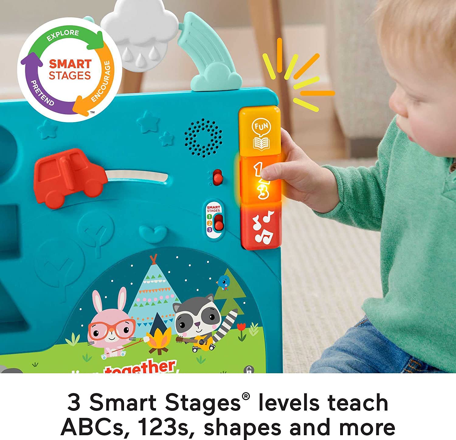 Fisher-Price Sit-to-Stand Giant Activity Book, Electronic Learning Toy and Activity Center for Infants and Toddlers Ages 6 Months to 3 Years SIOC/FFP