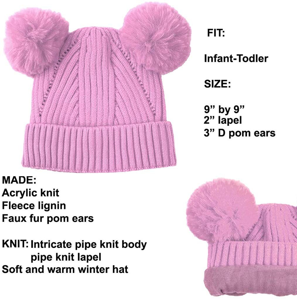 Infant Baby Toddler Girl Pom Braid Ears Beanie Hat winter warm knit cover cap