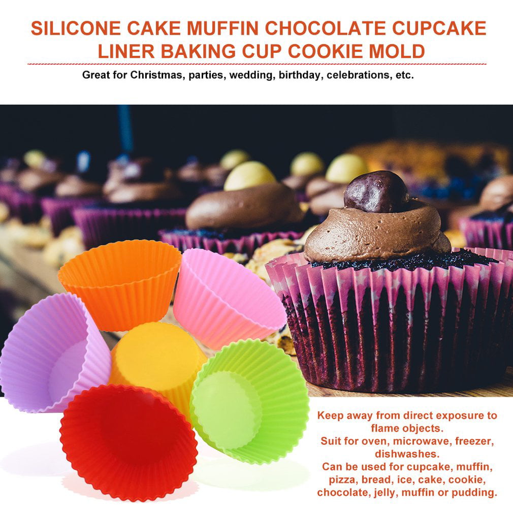12pcs Silicone Cake Muffin Chocolate Cupcake Liner Baking Cup Cookie Make Mold H 