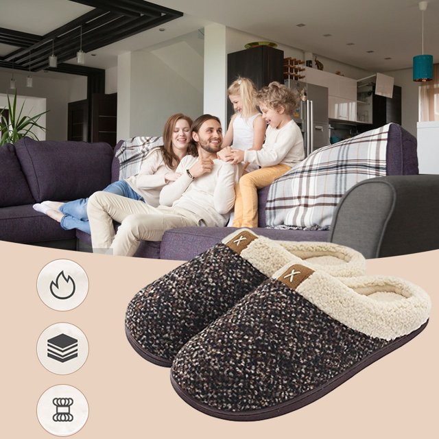 Pantufla Zapatillas con forro de piel sintética para hombre, zapatos de casa cómodos y antideslizantes tipo lana (M) café DQrwqpou Tenis De Mujer Tenis De Hombre