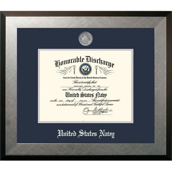 Campus Images NADHO002 8.5 x 11 in. Patriot Frames Navy Discharge Honors Silver Frame with Silver Medallion