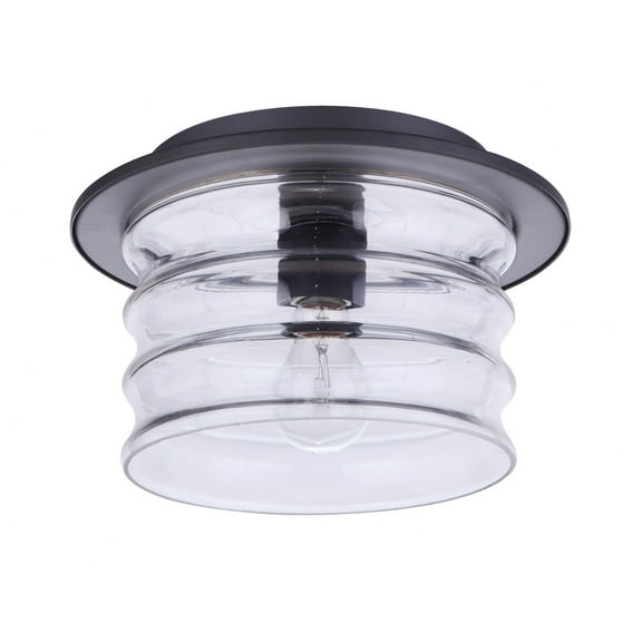 Craftmade ZA3637-MN Canon Outdoor Clear Glass Flush Mount, 1-Light 60 Watt, 7"H x 11"W, Midnight