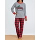 thumbnail image 2 of Sonducket Conjunto de pantalones de ropa, tops con estampado de coches de Navidad, pantalones con patrón empalmado, ropa de algodón y poliéster Pijama Mamá-S, 2 of 6