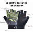 thumbnail image 2 of Kids Bike Gloves Cool Ice Silk Anti-Slip Sweat Towel Velcro Closure Breathable Comfortable High Elasticity Perfect for Boys & Girls 【 Half Finger - Green 】Large, 2 of 7