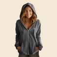 thumbnail image 3 of Dalix Smile Face Embroidered Fleece Zip Washed Hoodie Cold Fall Winter Women in Shadow L Large, 3 of 5