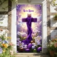 thumbnail image 4 of Chanana Happy Easter Decorations - He Is Risen Religious Door Cover - Large Fabric Easter Cross Background for Jesus Spring Party Decor - 70.87 x 35.43 Inch, 4 of 6