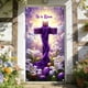 thumbnail image 4 of Cubierta de puerta de Pascua con cruz cristiana religiosa y guirnalda grande para puerta de entrada de Pascua, decoración de iglesia, con lirios, adorno floral, cruz de Jesús, cubierta colgante de te, 4 of 6