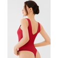 thumbnail image 4 of Body REORIA sexy para mujer, cuello en V profundo, sin espalda, rojo, 4 of 4