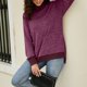 thumbnail image 3 of Blusa de mujer de manga larga con cuello alto y corte informal, blusa con puños de bloque de color a la moda, Amaranto M, 3 of 8