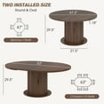 thumbnail image 3 of Round Dining Table for 4-8, Extendable Oval Kitchen Dining Room Table 47”-63” with Storage, Mid Century Modern Dinner Table, Walnut, 3 of 14