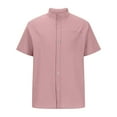 thumbnail image 3 of Mens Casual Wrinkle Free Shirts Short Sleeve Button Down Stand-up Collar Summer Stretch Dress Shirt, 3 of 5
