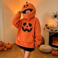 thumbnail image 5 of CONZONE Halloween Womens Pumpkin Hoodies Zipper Oversized Hooded Sweatshirt for Women Spooky Season Fall Winter Pullover Tops, 5 of 6