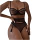 thumbnail image 1 of Conjunto de lencería de malla exquisita para mujer, sujetador, liga y bragas, picardías, ropa de dormir recortada Fridja nalpqowj44312, 1 of 1